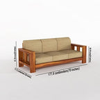 STRATA FURNITURE Solid Sheesham Wood 6 Seater Sofa Set for Living Room Bedroom Furniture Six Seater Sofa Wooden 3+2+1 Seater Sofa Couch for Home, Hall, and Office (Natural Finish)