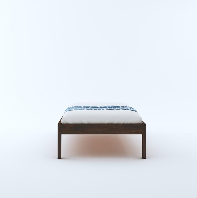 STRATA FURNITURE Sheesham Wood Single Size Bed Without Storage for Bedroom Living Room Home Wooden Palang Bed (Walnut Finish)