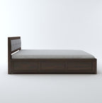 STRATA FURNITURE Sheesham Wood King Size Bed with Hydraulic Storage and Cushion Headboard for Living Room Bedroom Home Wooden Double Bed Cot Palang Furniture (Walnut Finish)