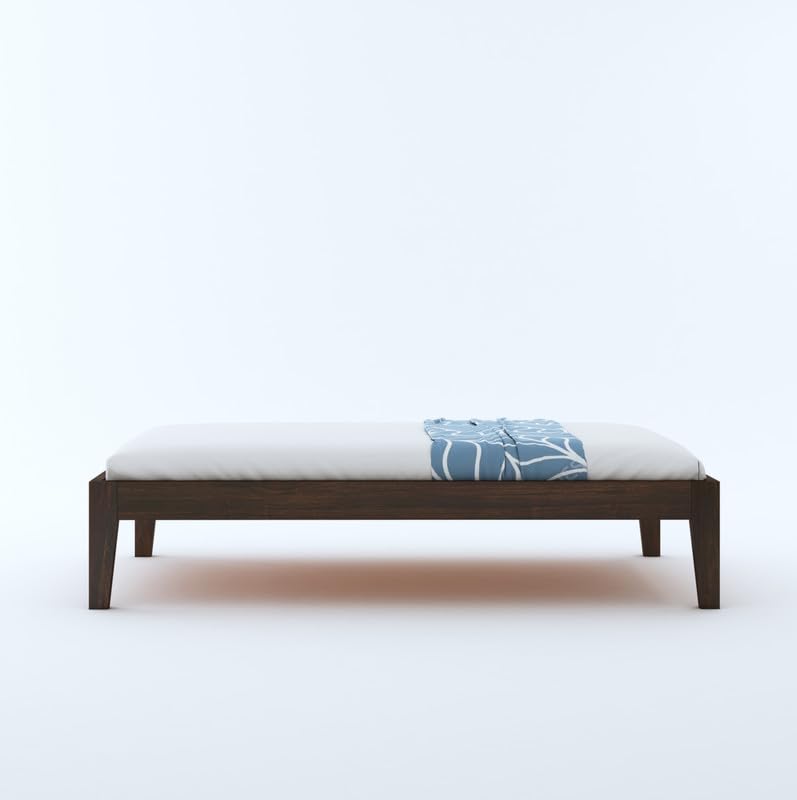 STRATA FURNITURE Sheesham Wood Single Size Bed Without Storage for Bedroom Living Room Home Wooden Palang Bed (Walnut Finish)