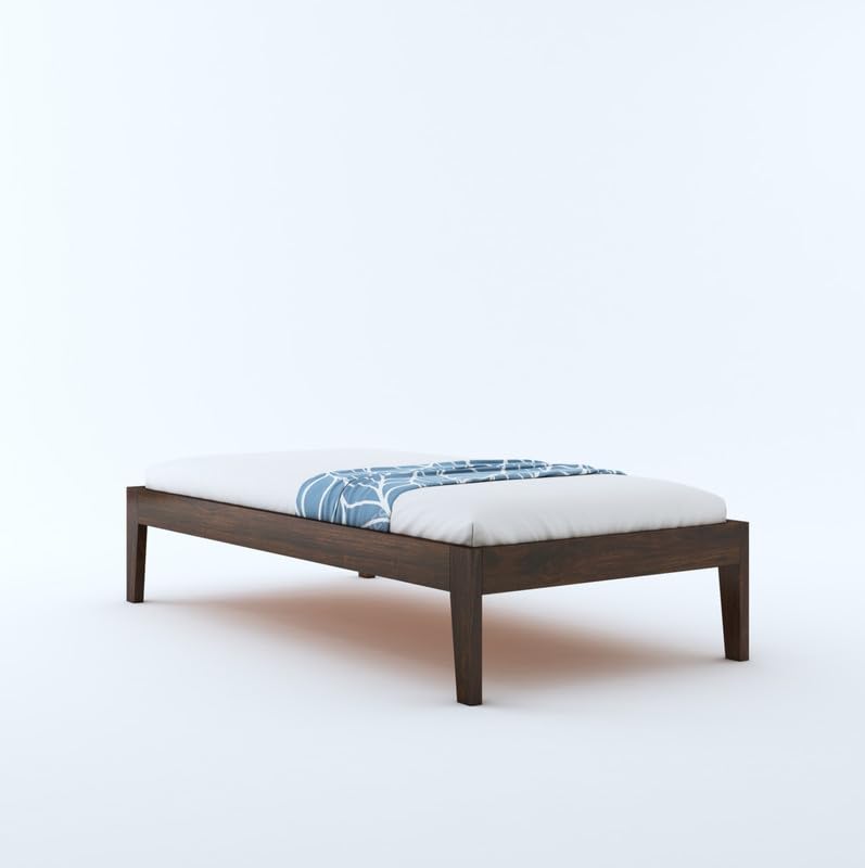 STRATA FURNITURE Sheesham Wood Single Size Bed Without Storage for Bedroom Living Room Home Wooden Palang Bed (Walnut Finish)