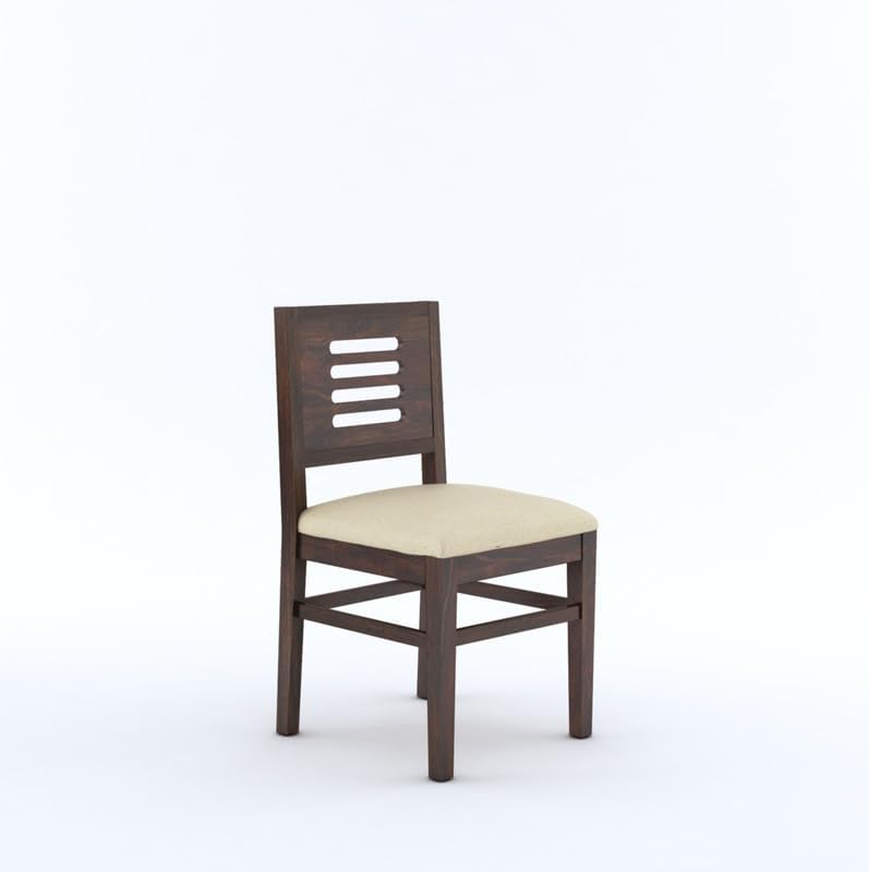 STRATA FURNITURE Solid Sheesham Wood 4 Seater Dining Table Set with Cushioned Chairs - 4 Chairs and 1 Table Dining Set for Dining Room Living Room Home Office Hotels Restaurant (Walnut Finish)