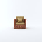 STRATA FURNITURE Sheesham Wood 1 Seater Sofa Set for Living Room Home Office Solid Wooden Single Seater Sofa Set Furniture (Honey Finish)
