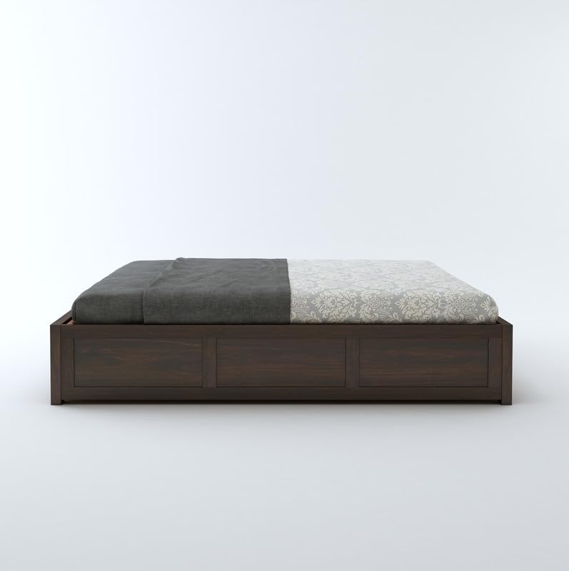 STRATA FURNITURE Sheesham Wood Queen Size Bed with Hydraulic Storage for Living Room Bedroom Home Wooden Double Bed Cot Palang Furniture (Walnut Finish)