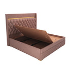 STRATA FURNITUR Sheesham Wood Queen Size Bed with Box Storage and Upholstery Tufted Headboard | Modern Wooden Double Bed Cot Palang Furniture for Bedroom, Hotel, Living Room, and Home (Onion Pink)