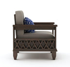 STRATA FURNITURE Sheesham Wood 1 Seater Sofa Set for Living Room Hall Home Solid Wooden Single Seater Sofa Set Furniture (Walnut Finish)