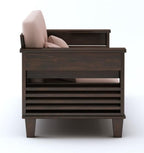 STRATA FURNITURE Sheesham Wood 3-Person Sofa Set for Living Room Office Home Wooden Sofa Cum Bed with Side Magzine Newspaper Holder (Walnut Finish)