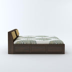 STRATA FURNITURE Sheesham Wood Queen Size Bed with Hydraulic and Headboard Storage for Living Room Home Bedroom Wooden Double Bed Cot Palang Furniture (Walnut Finish)