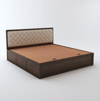 STRATA FURNITURE Sheesham Wood Queen Size Bed with Hydraulic and Cushion Headboard Storage for Living Room Home Bedroom Wooden Double Bed Cot Palang Furniture (Walnut Finish)