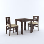 STRATA FURNITURE Solid Sheesham Wood 2 Seater Dining Table Set with Cushioned Chairs - 2 Chairs and 1 Table Dining Set for Dining Room Living Room Home Office Hotels Restaurant (Walnut Finish)