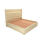 STRATA FURNITURE Sheesham Wood King Size Bed with Box Storage and Upholstery Tufted Headboard | Modern Wooden Double Bed Cot Palang Furniture for Bedroom, Hotels, Living Room, and Home (Beige)