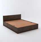 STRATA FURNITURE Sheesham Wood Diamond King Size Bed with Box Storage and Headboard for Bedroom Living Room Home Wooden Double Bed Cot Palang Furniture (Walnut Finish)