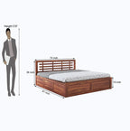 STRATA FURNITURE Sheesham Wood King Size Bed with Box Storage and Headboard for Bedroom Living Room Home Wooden Double Bed Cot Palang Furniture (Honey Finish)