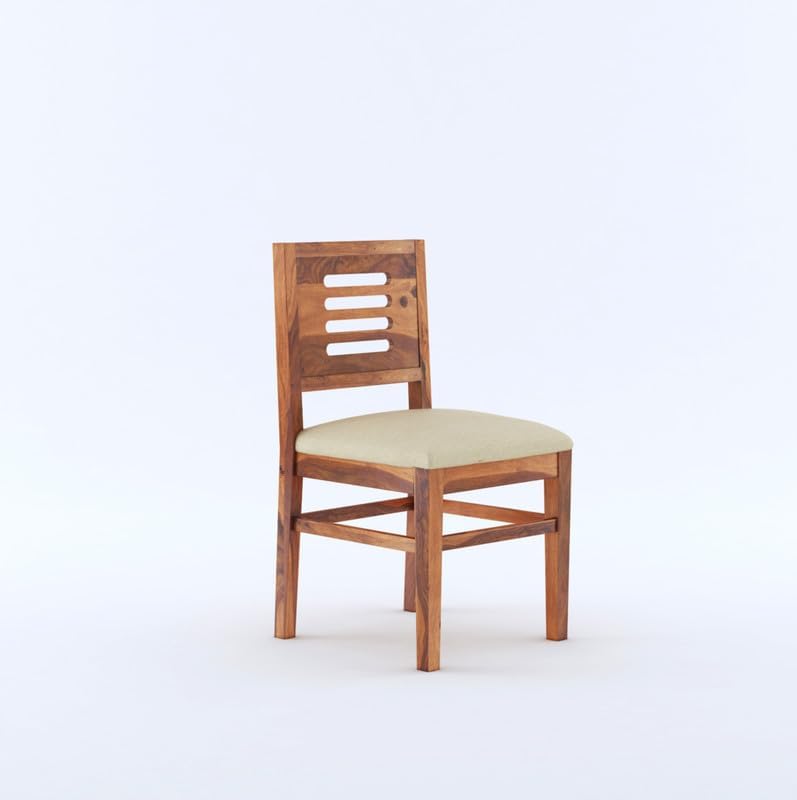 STRATA FURNITURE Solid Sheesham Wood 6 Seater Dining Table Set with Cushioned Chairs - 6 Chairs and 1 Table Dining Set for Dining Room Living Room Home Office Hotels Restaurant (Honey Finish)