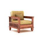 STRATA FURNITURE Sheesham Wood 1 Seater Sofa Set for Living Room Hall Home Solid Wooden Single Seater Sofa Set Furniture (Honey Finish)