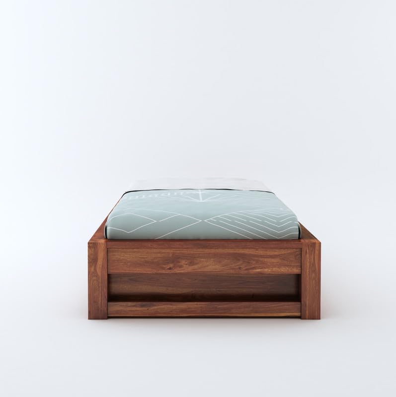 STRATA FURNITURE Sheesham Wood Single Size Bed with Drawer Storage for Bedroom Living Room Home Wooden Palang Bed (Honey Finish)