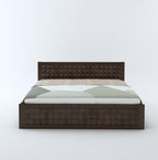 STRATA FURNITURE Sheesham Wood Diamond King Size Bed with Box Storage and Headboard for Bedroom Living Room Home Wooden Double Bed Cot Palang Furniture (Walnut Finish)