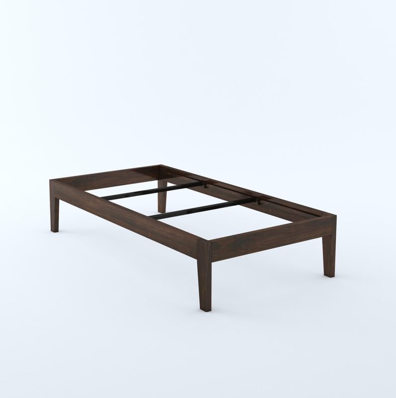 STRATA FURNITURE Sheesham Wood Single Size Bed Without Storage for Bedroom Living Room Home Wooden Palang Bed (Walnut Finish)
