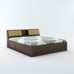 STRATA FURNITURE Sheesham Wood King Size Bed with Hydraulic and Headboard Storage for Living Room Home Bedroom Wooden Double Bed Cot Palang Furniture (Walnut Finish)