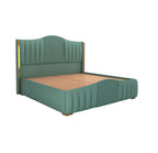 STRATA FURNITUR Sheesham Wood Queen Size Platfrom Bed with Box Storage and Upholstered Headboard | Stylish Wooden Double Bed Cot Palang Furniture for Bedroom, Hotel, Living Room, and Home (Greendust)