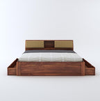STRATA FURNITURE Sheesham Wood King Size Bed with Drawer and Headboard Storage for Bedroom Living Room Home Wooden Double Bed Cot Palang Furniture (Honey Finish)