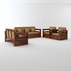 STRATA FURNITURE Sheesham Wood 7 Seater Sofa Set for Living Room Home Office Solid Wooden 3+2+1+1 Seater Sofa Set Furniture (Honey Finish)