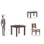 STRATA FURNITURE Solid Sheesham Wood 4 Seater Dining Table Set with Cushioned Chairs - 3 Chairs,1 Bench and 1 Table Dining Set For Dining Room Living Room Home Office Hotels Restaurant (Walnut Finish)