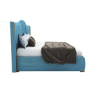 STRATA FURNITUR Sheesham Wood Queen Size Platfrom Bed with Box Storage and Upholstered Headboard | Stylish Wooden Double Bed Cot Palang Furniture for Bedroom, Hotels, Living Room, and Home (Blue)