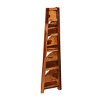 STRATA FURNITURE Solid Sheesham Wood 5 Tier Ladder Corner Shelf for Home and Living Room Decorative Wooden Display Rack (Brown)