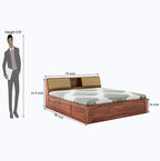 STRATA FURNITURE Sheesham Wood King Size Bed with Hydraulic and Headboard Storage for Living Room Home Bedroom Wooden Double Bed Cot Palang Furniture (Honey Finish)