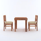 STRATA FURNITURE Solid Sheesham Wood 2 Seater Dining Table Set with Cushioned Chairs - 2 Chairs and 1 Table Dining Set for Dining Room Living Room Home Office Hotels Restaurant (Honey Finish)