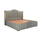 STRATA FURNITUR Sheesham Wood Queen Size Platfrom Bed with Box Storage and Upholstered Headboard | Stylish Wooden Double Bed Cot Palang Furniture for Bedroom, Hotels, Living Room, and Home (Grey)