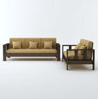 STRATA FURNITURE Sheesham Wood 5 Seater Sofa Set for Hall Home Office Living Room Solid Wooden 3+2 Seater Sofa Set Furniture (Walnut Finish)