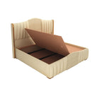 STRATA FURNITUR Sheesham Wood Queen Size Platfrom Bed with Box Storage and Upholstered Headboard | Stylish Wooden Double Bed Cot Palang Furniture for Bedroom, Hotels, Living Room, and Home (Beige)