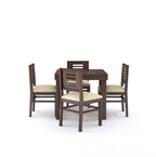 STRATA FURNITURE Solid Sheesham Wood 4 Seater Dining Table Set with Cushioned Chairs - 4 Chairs and 1 Table Dining Set for Dining Room Living Room Home Office Hotels Restaurant (Walnut Finish)