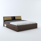 STRATA FURNITURE Sheesham Wood King Size Bed with Drawer and Headboard Storage for Bedroom Living Room Home Wooden Double Bed Cot Palang Furniture (Walnut Finish)
