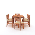 STRATA FURNITURE Solid Sheesham Wood 6 Seater Dining Table Set with Cushioned Chairs - 6 Chairs and 1 Table Dining Set for Dining Room Living Room Home Office Hotels Restaurant (Honey Finish)