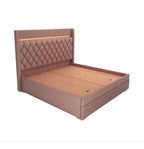 STRATA FURNITUR Sheesham Wood Queen Size Bed with Box Storage and Upholstery Tufted Headboard | Modern Wooden Double Bed Cot Palang Furniture for Bedroom, Hotel, Living Room, and Home (Onion Pink)