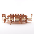 STRATA FURNITURE Solid Sheesham Wood 8 Seater Dining Table Set with Cushioned Chairs - 8 Chairs and 1 Table Dining Set for Dining Room Living Room Home Office Hotels Restaurant (Honey Finish)