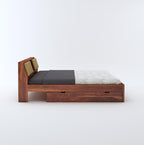 STRATA FURNITURE Sheesham Wood King Size Bed with Drawer and Headboard Storage for Bedroom Living Room Home Wooden Double Bed Cot Palang Furniture (Honey Finish)
