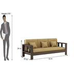 STRATA FURNITURE Sheesham Wood 5 Seater Sofa Set for Hall Home Office Living Room Solid Wooden 3+2 Seater Sofa Set Furniture (Walnut Finish)