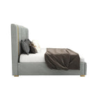 STRATA FURNITUR Sheesham Wood Queen Size Platfrom Bed with Box Storage and Upholstered Headboard | Modern Wooden Double Bed Cot Palang Furniture for Bedroom, Hotels, Living Room, and Home (Grey)