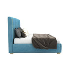 STRATA FURNITUR Sheesham Wood Queen Size Platfrom Bed with Box Storage and Upholstered Headboard | Modern Wooden Double Bed Cot Palang Furniture for Bedroom, Hotels, Living Room, and Home (Blue)