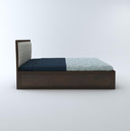 STRATA FURNITURE Sheesham Wood Queen Size Bed with Hydraulic and Cushion Headboard Storage for Living Room Home Bedroom Wooden Double Bed Cot Palang Furniture (Walnut Finish)