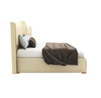STRATA FURNITUR Sheesham Wood Queen Size Platfrom Bed with Box Storage and Upholstered Headboard | Stylish Wooden Double Bed Cot Palang Furniture for Bedroom, Hotels, Living Room, and Home (Beige)