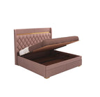 STRATA FURNITUR Sheesham Wood Queen Size Bed with Hydraulic Box Storage and Upholstery Tufted Headboard | Wooden Double Bed Cot Palang Furniture for Bedroom, Hotel, Living Room, and Home (Onion Pink)