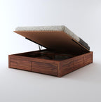 STRATA FURNITURE Sheesham Wood Queen Size Bed with Hydraulic Storage for Living Room Bedroom Home Wooden Double Bed Cot Palang Furniture (Honey Finish)