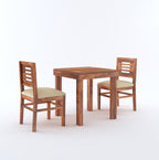 STRATA FURNITURE Solid Sheesham Wood 2 Seater Dining Table Set with Cushioned Chairs - 2 Chairs and 1 Table Dining Set for Dining Room Living Room Home Office Hotels Restaurant (Honey Finish)