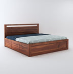 STRATA FURNITURE Sheesham Wood King Size Bed with Hydraulic Storage for Home Living Room Bedroom Wooden Double Bed Cot Palang Furniture (Honey Finish)