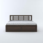 STRATA FURNITURE Sheesham Wood King Size Bed with Box Storage and Headboard for Bedroom Living Room Home Wooden Double Bed Cot Palang Furniture (Walnut Finish)
